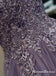 Elegant Spaghetti Strap Sleeveless Purple Tulle Top Lace Appliqued A-line Long Cheap Prom Dresses, PDS0035
