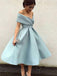 Off Shoulder Dusty Blue Short Cheap Homecoming Dresses 2018, BDY0295
