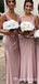 Charming Simple V-neck Dusty Pink Jersey Long Cheap Bridesmaid Dresses, BDS0044