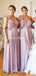 One Shoulder Dusty Purple Chiffon A-line Long Cheap Bridesmaid Dresses, BDS0094