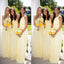 Yellow Chiffon Simple Strapless Cheap Long For Wedding Party ,Bridesmaid Dresses,WGY0139