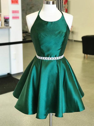 Sexy Emerald Green Backless Simple Short Cheap Homecoming Dresses Under 100,BDY0350