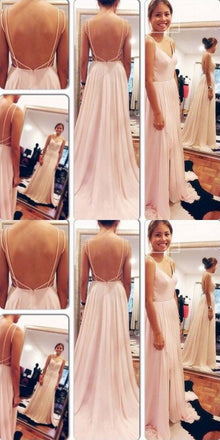 Simple Backless Pink Chiffon Bridesmaid Dresses,Cheap Bridesmaid Dresses,WGY0356