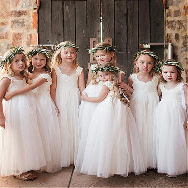 Sweetheart  Floor-length Spaghetti Straps Tulle Flower Girl Dresses With Belt ,Cheap Flower Girl Dresses,FGY0190