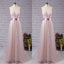 Sweet V Neck Lace Long Prom Dress With Pink Sash,Party Dresses, Evening Dresses,PDY0320