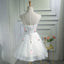 Cute A-line Organza White Sleeveless Lace-up Short Homecoming Dress ,BDY0162