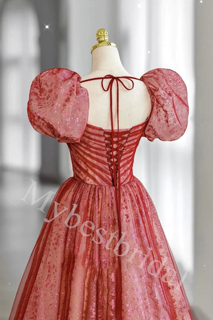 Elegant Sweetheart Cap-sleeves A-line Long Prom Dress,PDS1069
