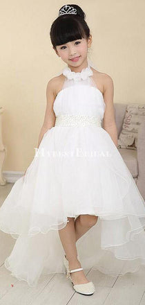 Sweet Organza Halter Neckline Hi-lo White A-line Girls' Formal Dress ,Flower Girl Dresses,FGY0173