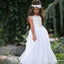 Charming Round Neck Cap Sleeve Tulle Long A-line Cheap Flower Girl Dresses, FGS0014