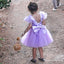Cute Bateau Cap Sleeves Lilac Tulle A-line Short Cheap Flower Girl Dresses, FGS0013