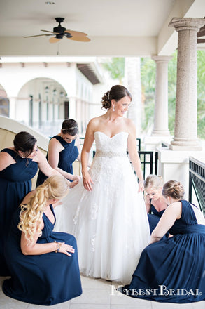 Mismatched Charming Blue Chiffon A-line Long Cheap Bridesmaid Dresses, BDS0070