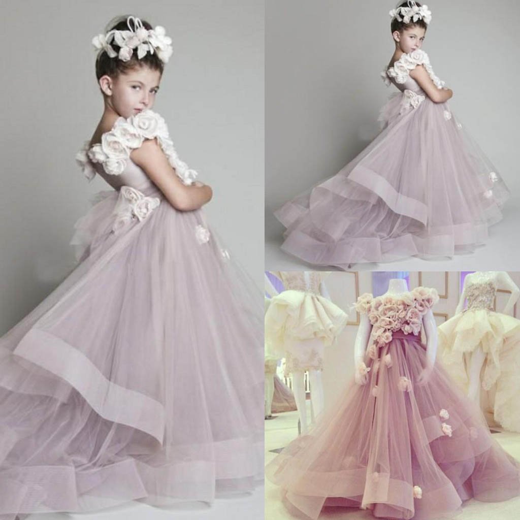 Charming Lavender Flower Girl Dresses Hot Sale A-Line Organza Sleeve Flowers Wedding Girl Dress Custom Made.FGY0154