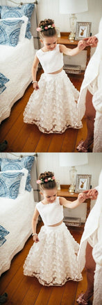 Cheap White Two Piece Lace Little Girl Dresses ,Flower Girl Dresses ,FGY0178