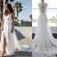 Custom Made Chiffon Lace Flower Spaghetti Open Back Beach Wedding Dresses, Bridal Dress WDY0167