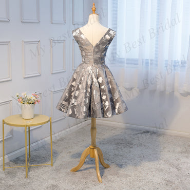 Stunning Satin V-neck Short A-line Homecoming Dress With Bow-knot,BDY0161