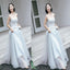 Elegant Gray Blue Strapless Tulle Long Evening Gowns,Prom Dresses,Party Dresses,PDY0346