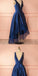 A line Bridesmaid Dresses, Blue PLong Prom Dresses With Layered Sleeveless Deep V-Neck ,PDY0275