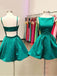 Short Cheap Open Back Emerald Green Homecoming Dresses, BDY0237