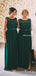 New Arrival Charming Green Lace Top Chiffon A-line Long Cheap Bridesmaid Dresses, BDS0040
