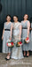 Newest Sleeveless Charming V-neck Grey Tulle Tea-Length Cheap Bridesmaid Dresses, TYP0104