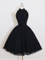 Black Halter Simple Cheap Short Homecoming Dresses 2018, BDY0291