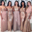 Sweetheart A-Line Blush Chiffon Sequins Long Bridesmaid Dresses,Wedding Party Dresses,WGY0183