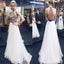 White Halter Backless Princess Prom Dresses For Teens,Cheap Evening Dresses,Simple Evening Party Dresses,PDY0263