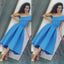 Tea Length Blue One Shoulder Prom Dresses,Formal Occasion Dress,New Evening Dress,PDY0301