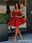 Charming Spaghetti Strap Red Lace A-line Short Cheap Homecoming Dresses, HDS0019