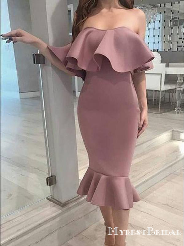 Charming Off-Shoulder Dusty Pink Mermaid Short Cheap Homecoming Dresse mybestbridal Charming Off-Shoulder Dusty Pink Mermaid Short Cheap Homecoming Dresse mybestbridal