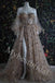 Elegant Off shoulder Sweetheart Side slit A-line Long Prom Dress,PDS1064