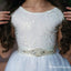 Charming Round Neck Cap Sleeve Tulle Long A-line Cheap Flower Girl Dresses, FGS0014