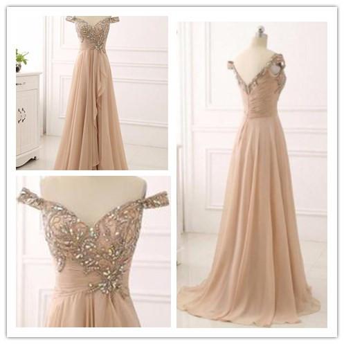 A-line off shoulder chiffon long elegant  Prom Dresses, Fashion Gown,PDY0209