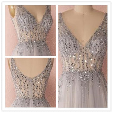 V-Neck Beading Spaghetti Strap  Prom Dresses ,Evening Dresses  Party Dress, PDY0166