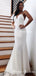 Simple Spaghetti Strap White Chiffon Mermiad Long Cheap Formal Evening Prom Dresses With Bow, PDS0040