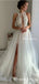 Newest Appliques Halter Sleeveless Lace Ivory Tulle A-line Long Wedding Dresses, PDS0042
