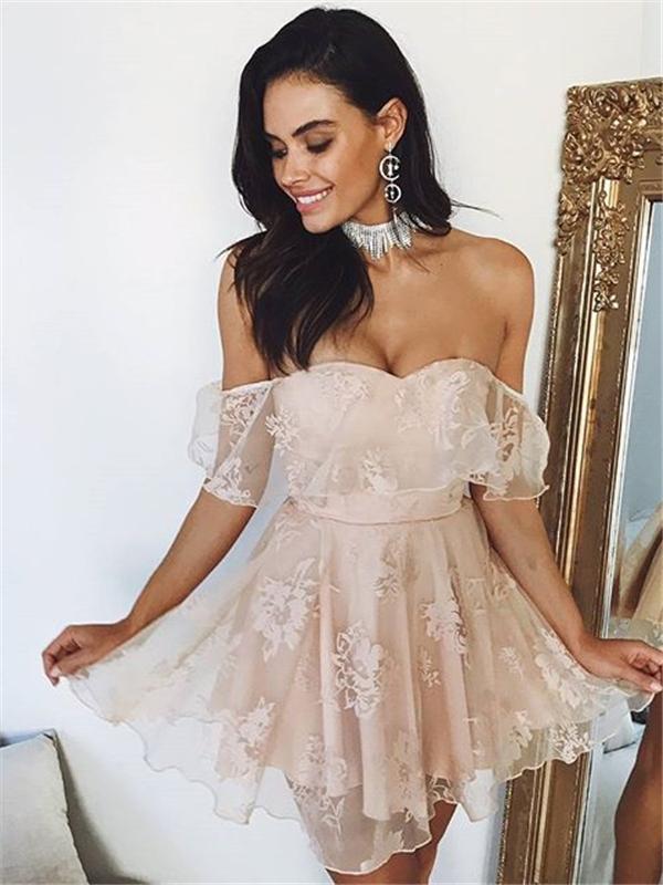 Cute Off Shoulder Lace Short Homecoming Dresses Online, BDY0296 – mybestbridal Cute Off Shoulder Lace Short Homecoming Dresses Online, BDY0296 – mybestbridal