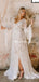 Charming Elegant New Arrival V-neck Long Sleeves Long Cheap A-line Lace Wedding Dresses, TYP0091
