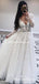 Long Sleeves V-necl Lace A-line Long Cheap Wedding Dresses, WDS0032