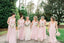 Charming Spaghetti Strap Pink Chiffon A-line Long Cheap Bridesmaid Dresses, BDS0083