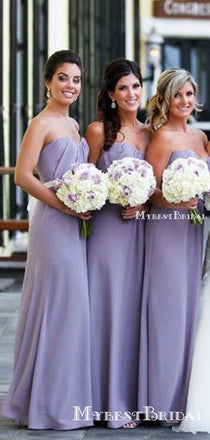 New Arrival Sweetheart Levander Chiffon A-line Long Cheap Bridesmaid Dresses, BDS0067