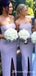 Charming Strapless Lilac Double FDY Mermaid Long Cheap Bridesmaid Dresses, BDS0053