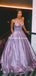 Spaghetti Straps Shiny Purple A-line Cheap Long Evening Prom Dresses, Evening Party Prom Dresses, PDS0079
