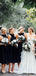 Charming Cute Black Halter Sleeveless A Line Short Satin Cheap Bridesmaid Dresses, TYP0079
