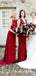 Mismatched Charming Red Satin Long Cheap Mermaid Bridesmaid Dresses, BDS0011