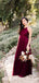 Simple Charming Burgundy Halter Sleeveless Chiffon Long Cheap Bridesmaid Dresses, TYP0075