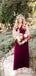Simple Charming Burgundy V-neck Sleeveless Chiffon Long Cheap Bridesmaid Dresses, TYP0074