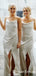 Simple Spaghetti Straps Sleeveless Satin Bridesmaid Dresses With Split, TYP0040