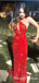 New Arrival Sparkly One Shoulder Open Chest Sleeveless Long Cheap Red Sequin Prom Dresses, TYP0081