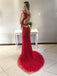 Bateau Rhinestone Prom Dresses, Red Mermaid Prom Dresses, Long Prom Dresses, Prom Dresses, BG0399